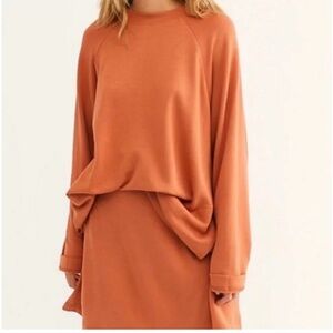 Free People Beach Alexis Oversized Sweat Set Size Large in Rust Color